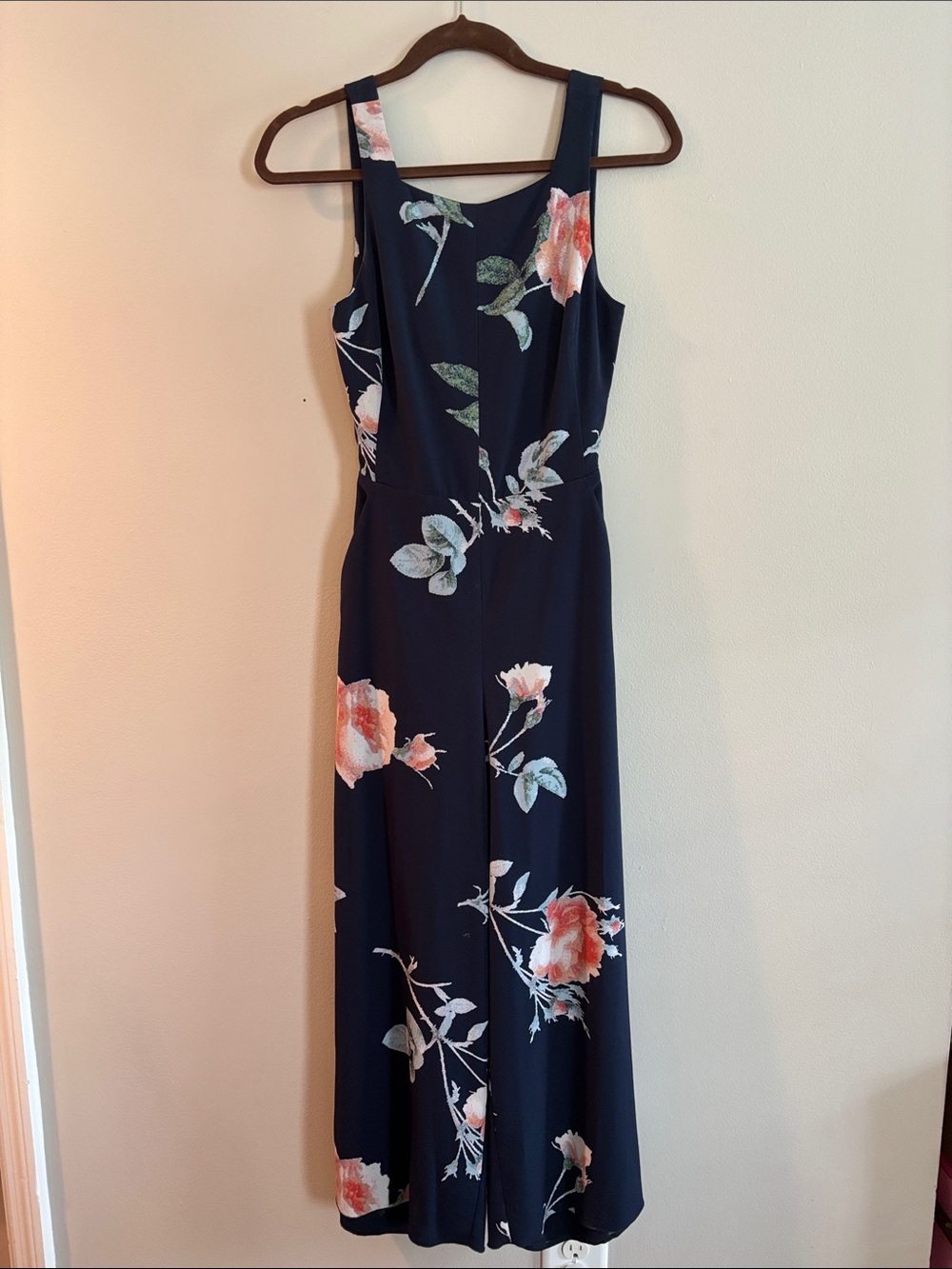 Aritzia Navy Floral Sleeveless Jumpsuit